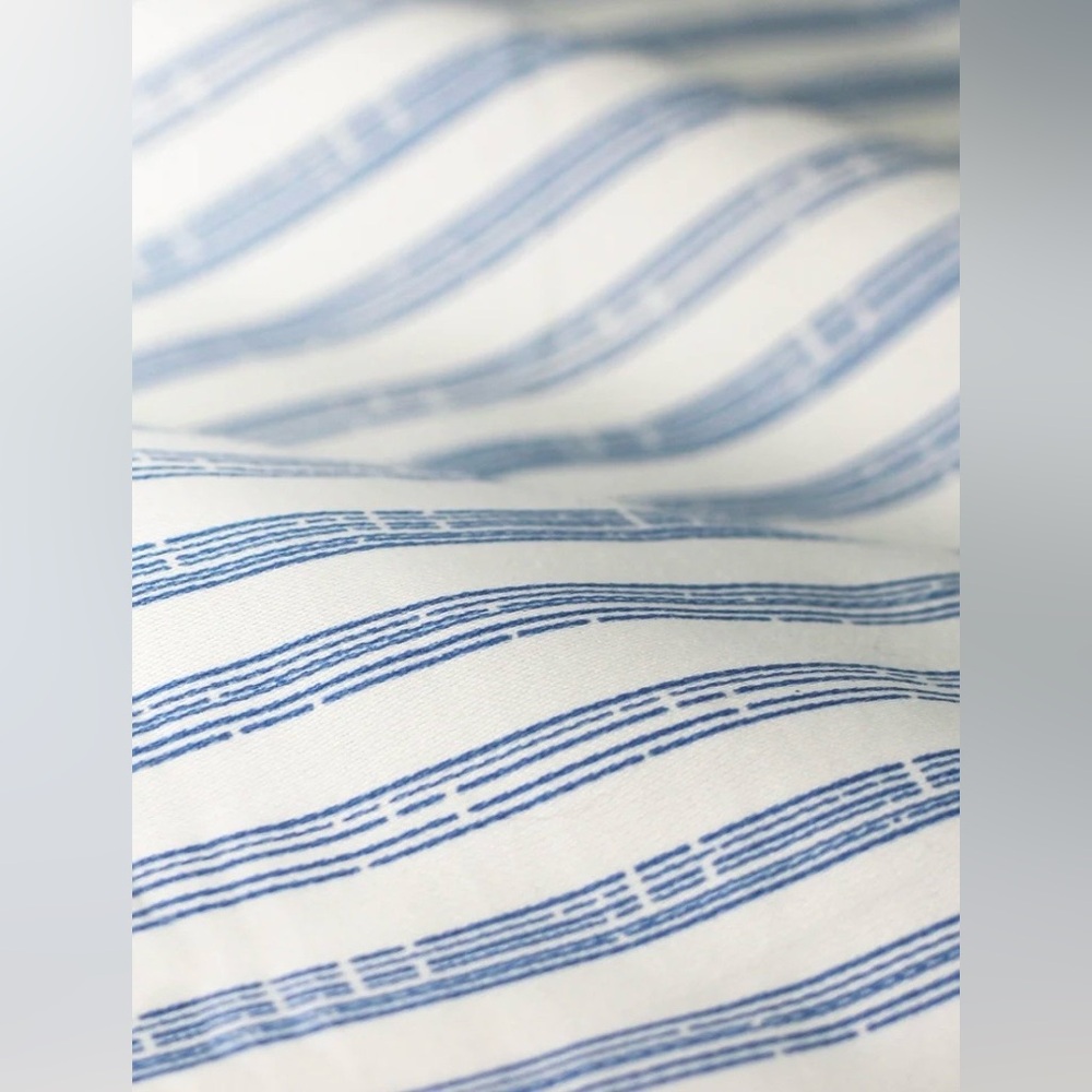 Printed Design Cotton Collection 400 Thread Count Navy Bamboo Strip Duvet Set Qn - Picture 3 of 5